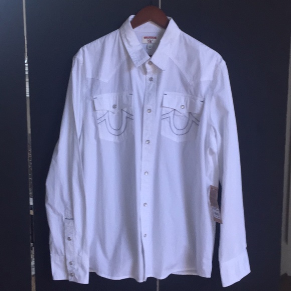 true religion white button up shirt